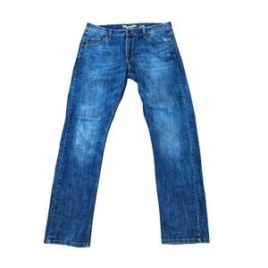 Wrangler Men's Slim Straight Jeans Blue Denim 35x36 western cowboy rodeo
